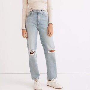 Madewell perfect vintage jeans knee rip Danby wash distressed